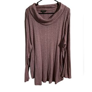Lane Bryant Violet Cowl Neck long sleeve ribbed tunic top, Size 22/24